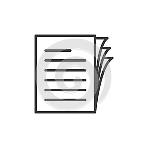 Document papers pile line icon, outline vector sign, linear style pictogram isolated on white.