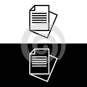 Document papers pile line icon, outline vector sign, linear style pictogram isolated on white and black background. Symbol, logo