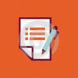 Document with pen. Vector illustration decorative background design