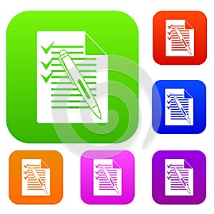 Document with plan and pen set collection