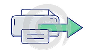 Document & Printer with Arrow, Print Workflow Icon, vector design Generative AI