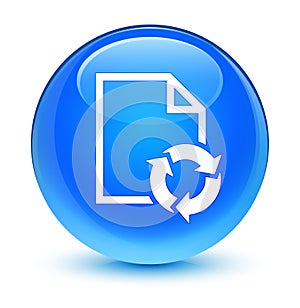 Document process icon glassy cyan blue round button