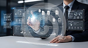 Document Processing Automation Businessman Using Digital Interface