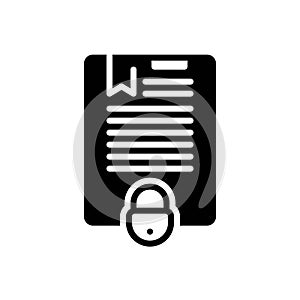 Black solid icon for Document Protection, data and file