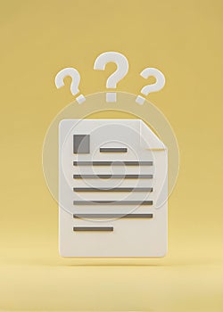 Document and question marks. FAQ on submitting a package of documents. User confusion and incomplete forms.