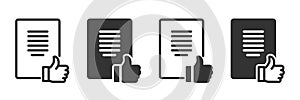 Document review icons in four different versions in a flat design