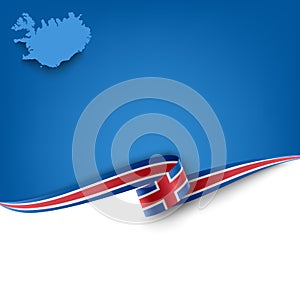 Document with ribbon and map Iceland template