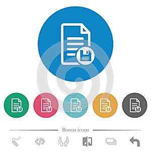 Document save flat round icons