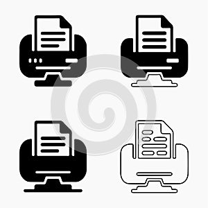 Document Scanner Solid Icons Black Scan Machine