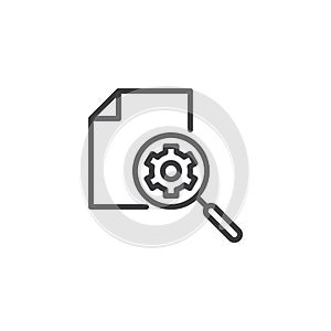 Document search gear outline icon