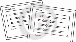 Document with secure settings, symbolizing data privacy, vector design Generative AI
