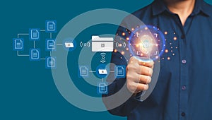 Document security concept. Document management system. Data encryption