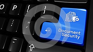 Document security moving motion on computer keyboard button.