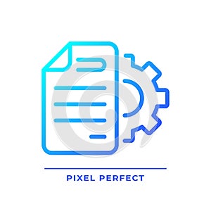 Document settings pixel perfect gradient linear vector icon