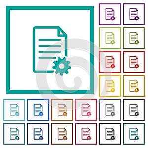 Document setup flat color icons with quadrant frames