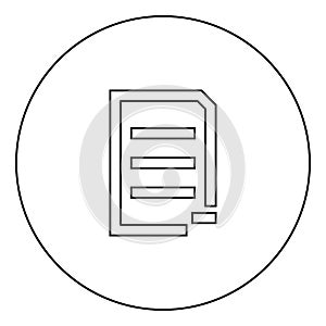 Document sheet substract black icon in circle outline