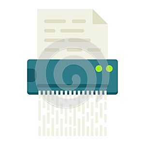 Document shredder flat icon, destroy file