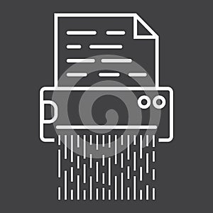 Document shredder line icon, destroy file