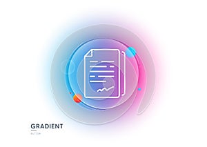 Document signature line icon. Agreement doc file sign. Gradient blur button. Vector