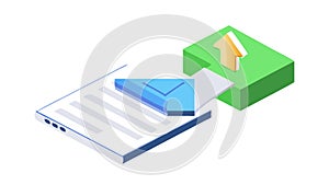 Document Submission or File Upload Isometric Icon, vector design Generative AI