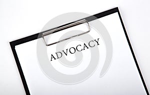 Document with the title of advocacy