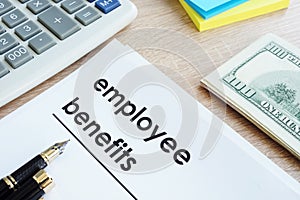 Document with title employee benefits. photo
