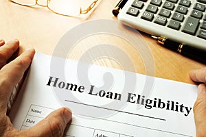 Document with title Home Loan Eligibility. photo