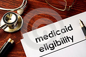 Document with title medicaid eligibility. photo