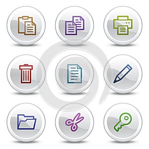 Document web colour icons, white circle buttons