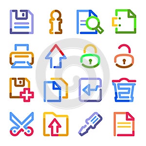 Document web icons. Color contour series.