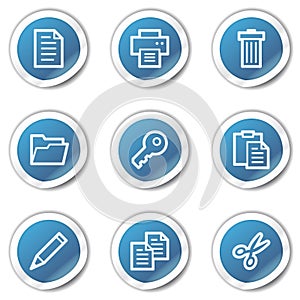 Document web icons set 1, blue sticker series