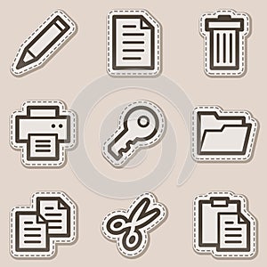 Document web icons set 1, brown contour sticker