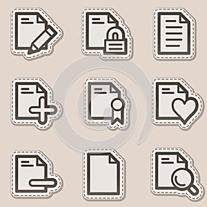 Document web icons set 2, brown contour sticker