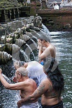 Documentary editorial image. Holy Spring Water Tirta Empul Hindu Temple , Bali Indonesia