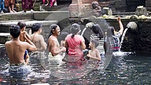 Documentary editorial image. Holy Spring Water Tirta Empul Hindu Temple , Bali Indonesia