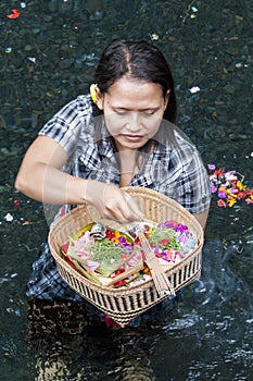 Documentary editorial image. Holy Spring Water Tirta Empul Hindu Temple , Bali Indonesia