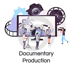 Documentary production flat concept icon photo
