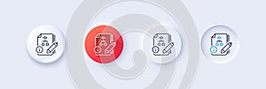 Documentation with algorithm line icon. Technical instruction sign. Line icons. Vector