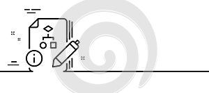 Documentation with algorithm line icon. Technical instruction sign. Minimal line pattern banner. Vector