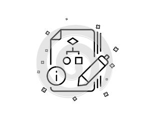 Documentation with algorithm line icon. Technical instruction sign. Vector