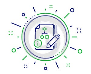 Documentation with algorithm line icon. Technical instruction sign. Vector