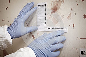 Documentation of evidences on crime scene photo