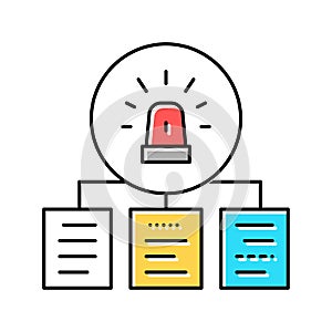 documentation with incidents color icon vector illustration