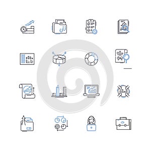 documentation line icons collection. Recordkeeping, Compilation, Archiving, Tracking, Cataloging, Verifying, Filing