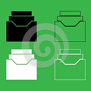 Documents archieve or drawer icon Black and white color set