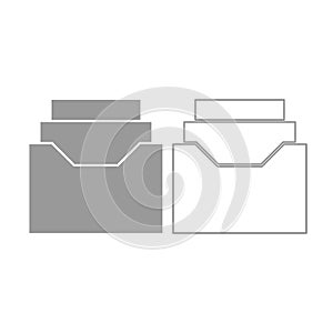 Documents archieve or drawer icon. Grey set .