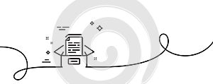 Documents box line icon. Doc files page sign. Continuous line with curl. Vector