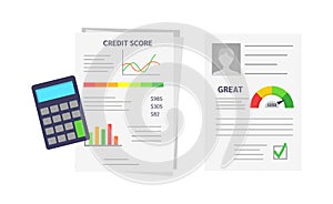 Documents with client s credit history, profile, approval rating.