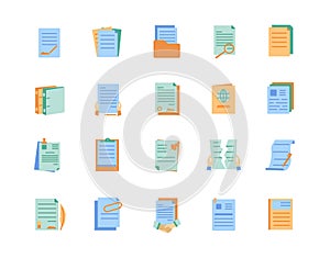 Documents colored icons set