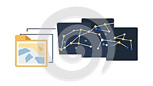 Documents with data points, information analysis, vector design Generative AI